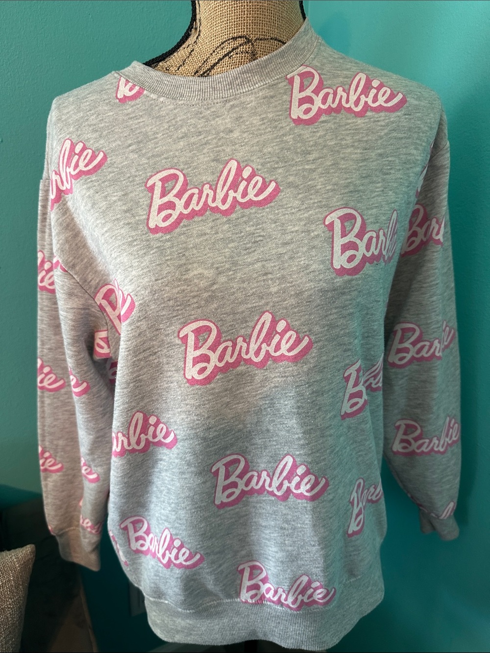 Barbie Pullover Classic Logo Pattern Sweater Top M